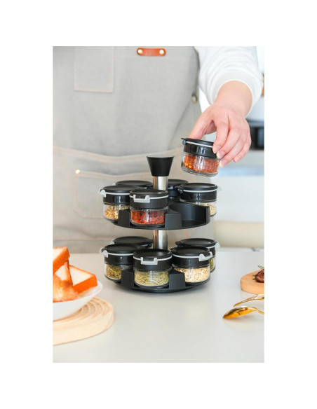 Estante de Especias Giratorio Aurakoa 2 Niveles 12 Frascos