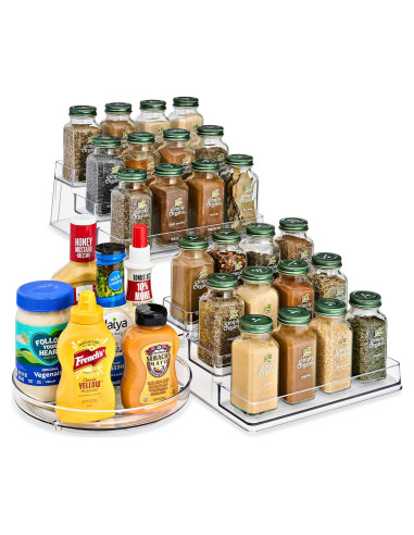 Conjunto organizador de especias Sorbus 3 niveles y Lazy Susan