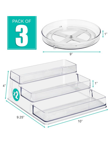 Conjunto organizador de especias Sorbus 3 niveles y Lazy Susan
