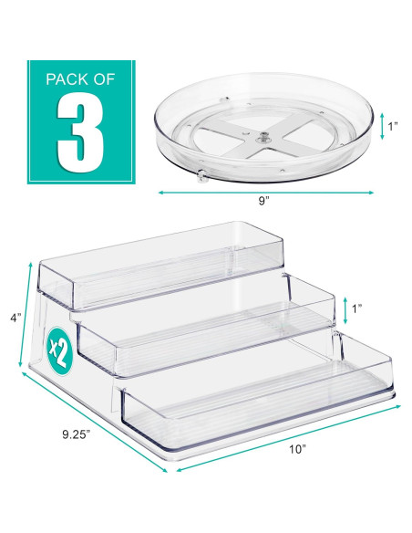 Conjunto organizador de especias Sorbus 3 niveles y Lazy Susan