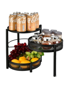 Estante de Especias IBERG 3 Niveles con Bandeja Giratoria Negro