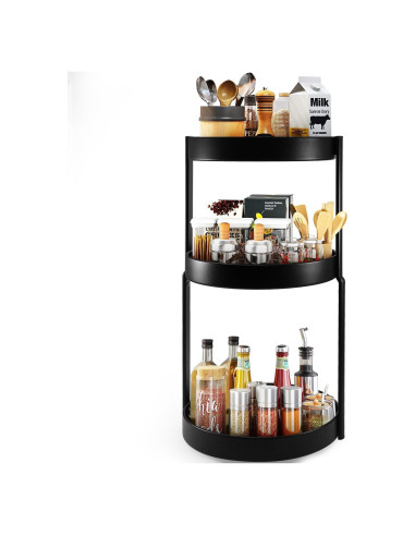 Organizador de Especias Uideyvi 3 Niveles Giratorio 27,94 cm Negro