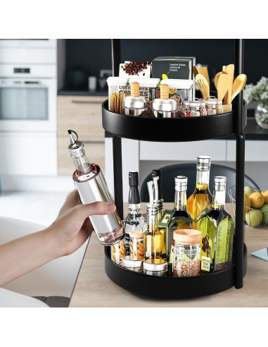 Organizador de Especias Uideyvi 3 Niveles Giratorio 27,94 cm Negro