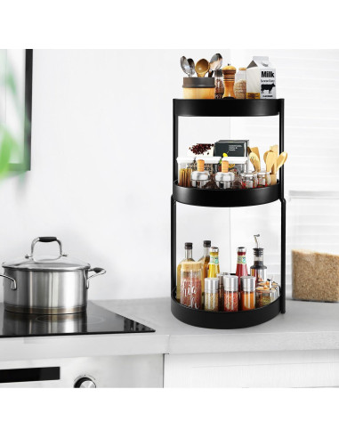 Organizador de Especias Uideyvi 3 Niveles Giratorio 27,94 cm Negro