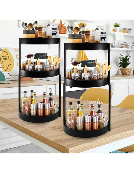 Organizador de Especias Uideyvi 3 Niveles Giratorio 27,94 cm Negro