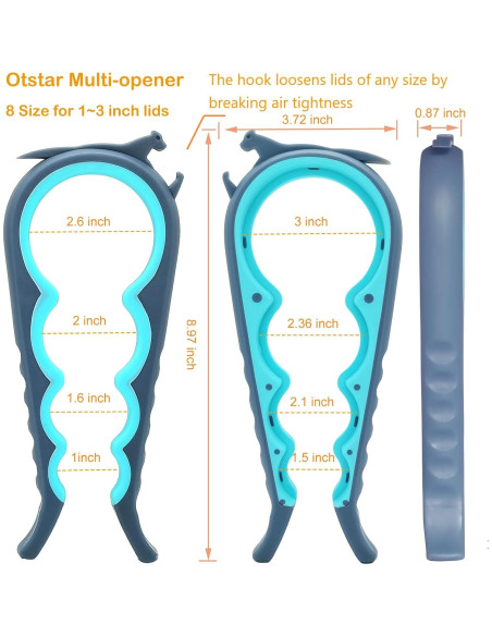 Abridor de Tarros Multifuncional Otstar 6 en 1 Azul y Gris