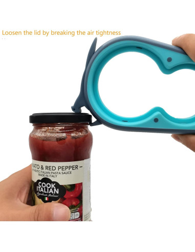 Abridor de Tarros Multifuncional Otstar 6 en 1 Azul y Gris