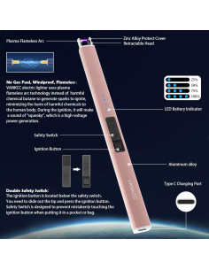 Encendedor eléctrico Vankcc VK601RG recargable USB oro rosa 2