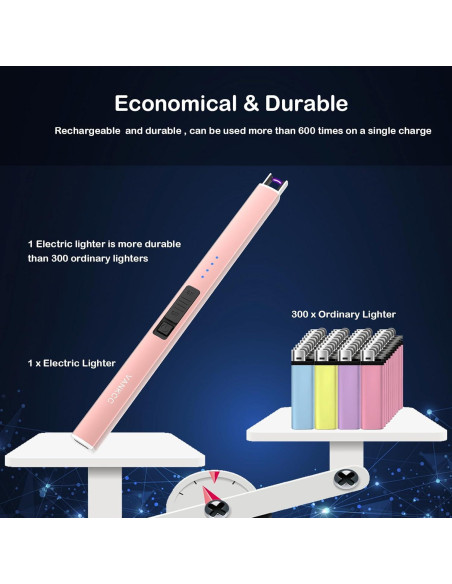 Encendedor eléctrico Vankcc VK601RG recargable USB oro rosa