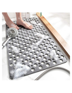 Mat Antideslizante para Baño y Ducha TEMIR 75x43 cm Gris