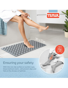 Mat Antideslizante para Baño y Ducha TEMIR 75x43 cm Gris 2