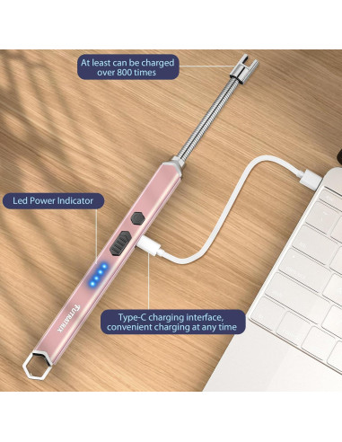 Encendedor Electrónico Futratrix Recargable USB 2 Paquete Azul Oro Rosa