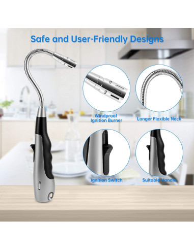 Encendedor Butano Antorcha Larga V 1985.5.10 Negro