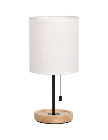 Lámpara de Mesa HAITRAL 16" Moderna de Madera y Tela Beige
