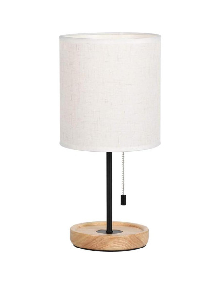 Lámpara de Mesa HAITRAL 16" Moderna de Madera y Tela Beige Lámpara de Mesa HAITRAL 16" Moderna de Madera y Tela Beige