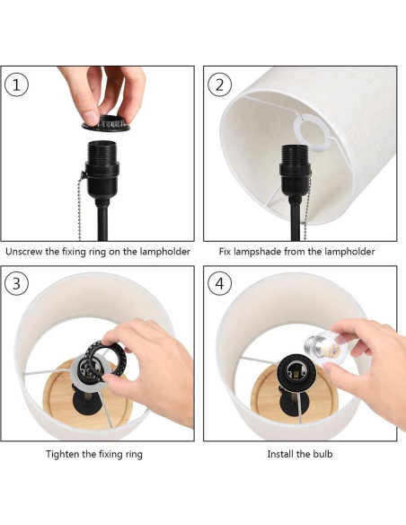 Lámpara de Mesa HAITRAL 16" Moderna de Madera y Tela Beige Lámpara de Mesa HAITRAL 16" Moderna de Madera y Tela Beige