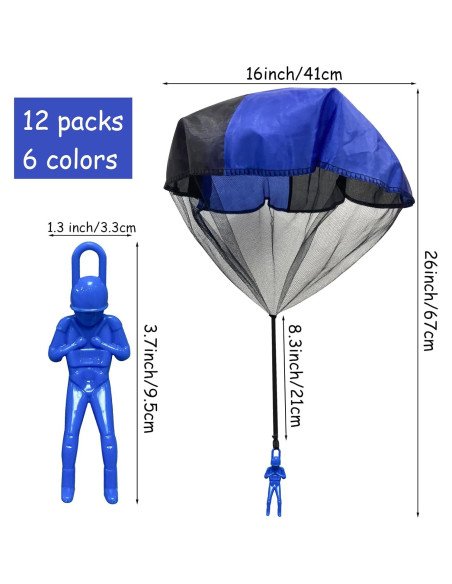 14 Juguetes Paracaídas Jgalnim 40.64x66.99cm 7 Colores