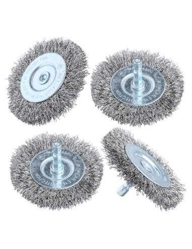 Kit de cepillos de alambre inoxidable Hiqalty 75 mm (4 piezas)