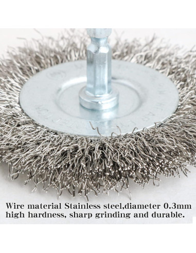 Kit de cepillos de alambre inoxidable Hiqalty 75 mm (4 piezas)