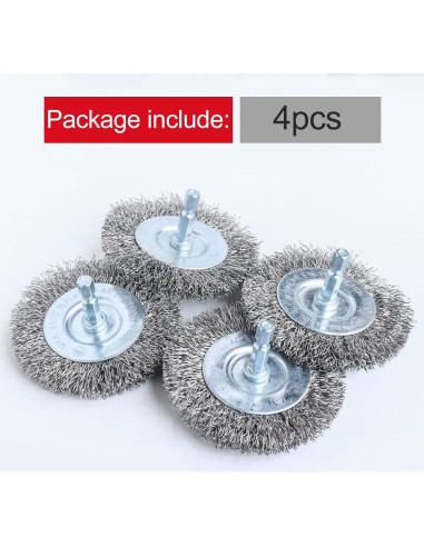 Kit de cepillos de alambre inoxidable Hiqalty 75 mm (4 piezas)