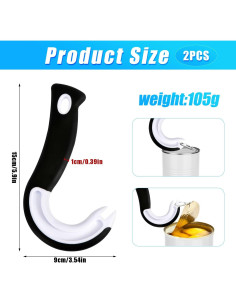 2 Piezas Abre Latas de Anilla Lasuroa - Negro 15x9 cm 2