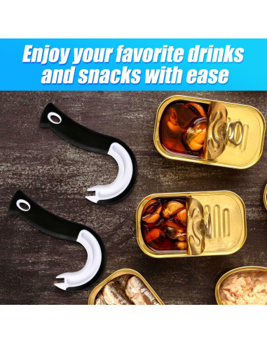 2 Piezas Abre Latas de Anilla Lasuroa - Negro 15x9 cm