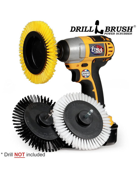 Juego de Cepillos de Limpieza Drillbrush 3 en 1 para Auto y Baño Juego de Cepillos de Limpieza Drillbrush 3 en 1 para Auto y Baño