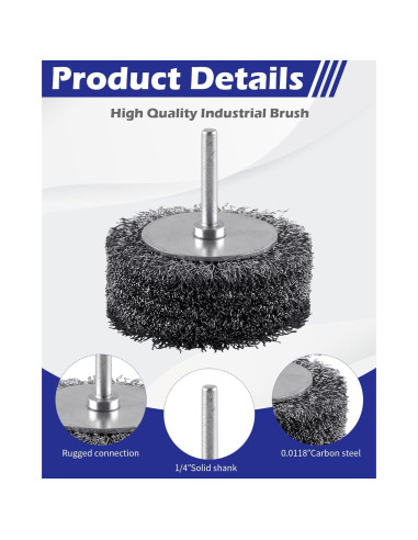 Juego de 4 Cepillos de Alambre Rocaris 3" para Taladro