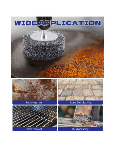 Juego de 4 Cepillos de Alambre Rocaris 3" para Taladro