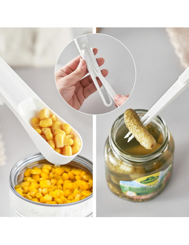 Abre Latas de Anilla NIIIYTYB con Cuchara 2 en 1 - Negro/Blanco