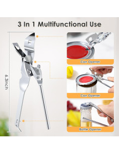 Paquete de 2 Abrelatas Manual Dunkive Acero Inoxidable 16.5 cm 2