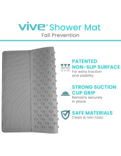 Alfombrilla de Ducha Vive Antideslizante 55,88 cm Goma Gris 2