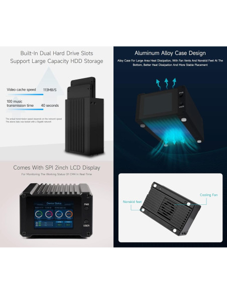 Almacenamiento en Red Waveshare CM4-NAS-Double-Deck 0.6kg