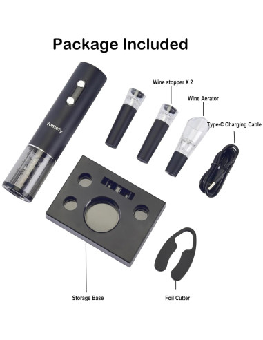 Juego de abridor eléctrico Yomety con accesorios para vino