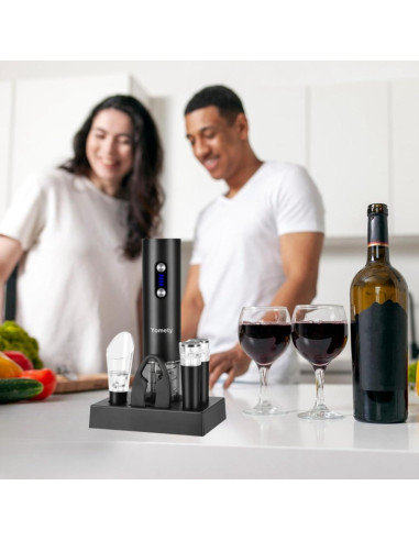Juego de abridor eléctrico Yomety con accesorios para vino