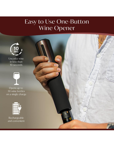 Juego de Sacacorchos Eléctrico y Aerador de Vino VIN FRESCO