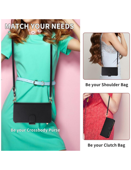 Funda billetera Huawei P30 Pro Furill negra con correa Funda billetera Huawei P30 Pro Furill negra con correa