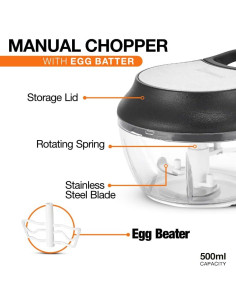 Procesador de Alimentos Manual Hanbros 2 Tazas Picador de Verduras 2