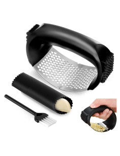 Prensa de Ajo Rocker Acero Inoxidable con Pelador y Cepillo