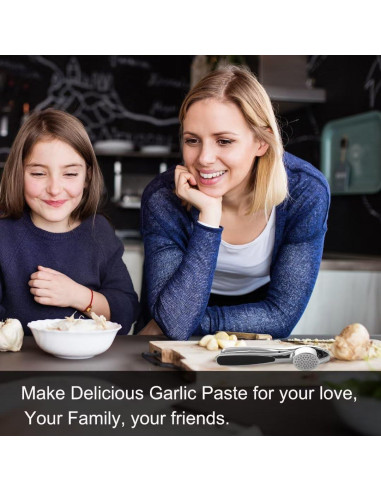 Prensa de Ajo CUNSENR con Pelador y Cepillo - Plata