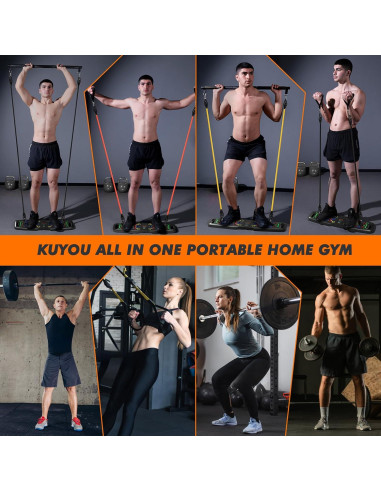 KUYOU Set de Gimnasio Portátil 2024 con Bandas de Resistencia