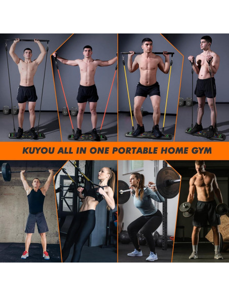 KUYOU Set de Gimnasio Portátil 2024 con Bandas de Resistencia