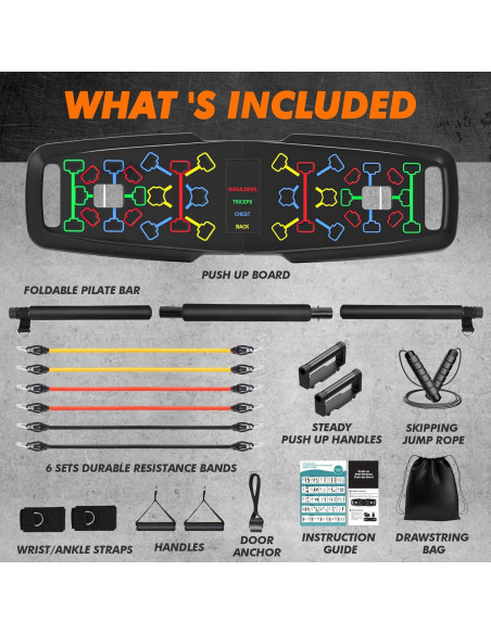 KUYOU Set de Gimnasio Portátil 2024 con Bandas de Resistencia