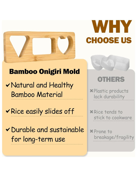Kit de Molde de Onigiri Musubi TANGZHIFEIYUE de Bambú 3 Formas