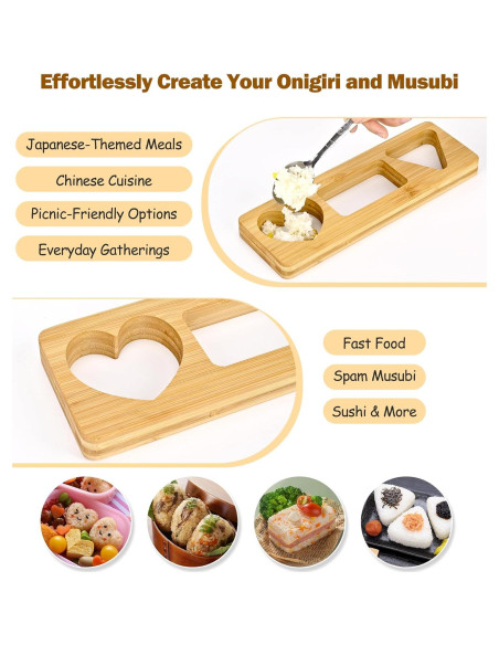 Kit de Molde de Onigiri Musubi TANGZHIFEIYUE de Bambú 3 Formas