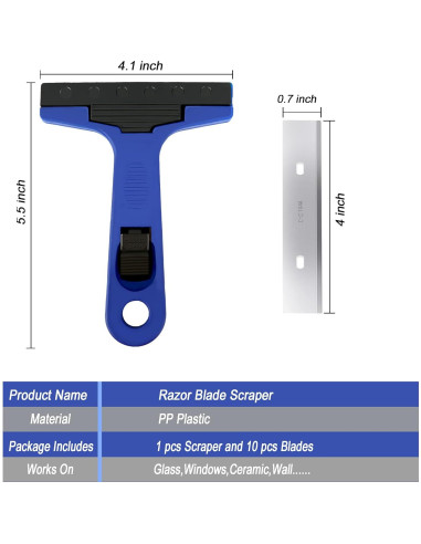 Raspador de Vidrio SRUDOKIN 10,16 cm con 10 Cuchillas Repuesto