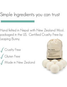Bolas de Secado de Lana Molly | Set de 6, Hipoalergénicas 2