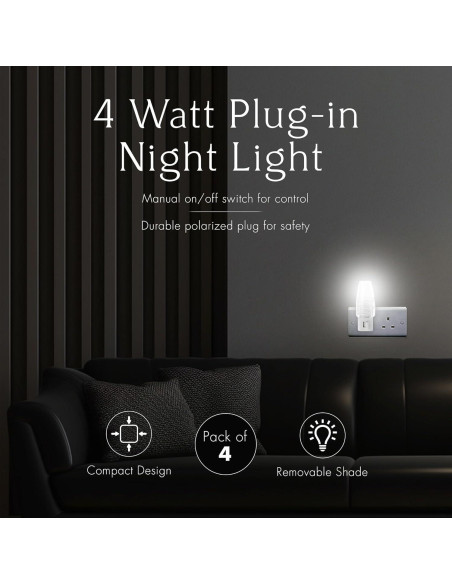 Luz Nocturna Enchufable Projectpak con Bombilla 4W - Paquete de 4