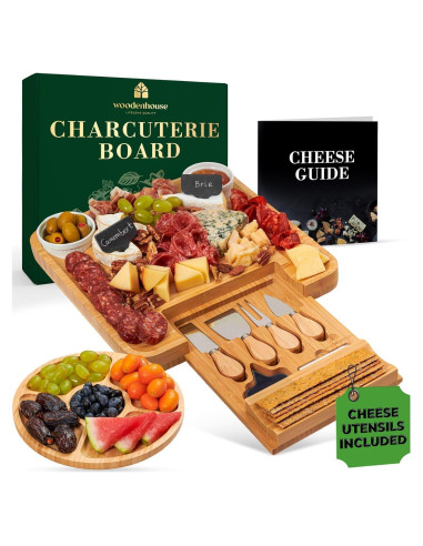 Tabla de Charcutería Woodenhouse 33x33cm con Utensilios y Cuencos