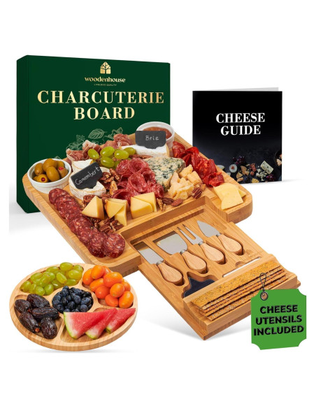 Tabla de Charcutería Woodenhouse 33x33cm con Utensilios y Cuencos